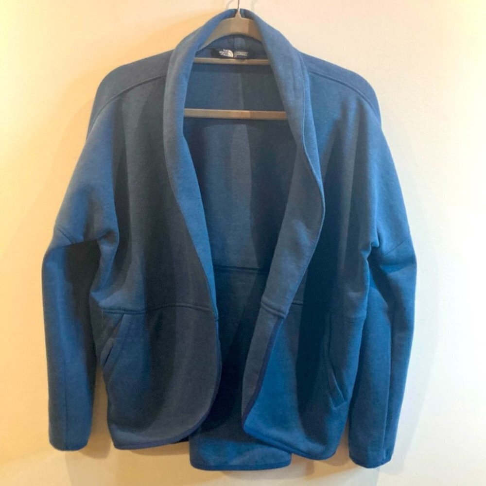 THE NORTH FACE Sz S High Low Rounded Hem Open Front Pockets Jersey Knit Jacket